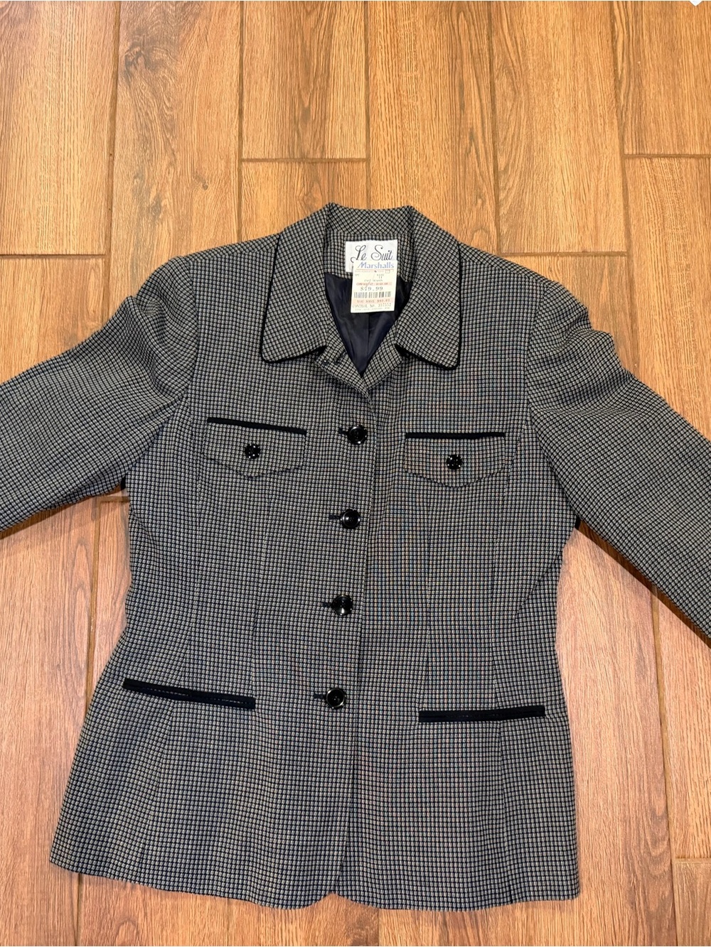 Le Suit Women's Black & White Houndstooth Blazer / size 14 / nwt